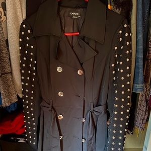 BEBE Studded Trenchcoat, Black